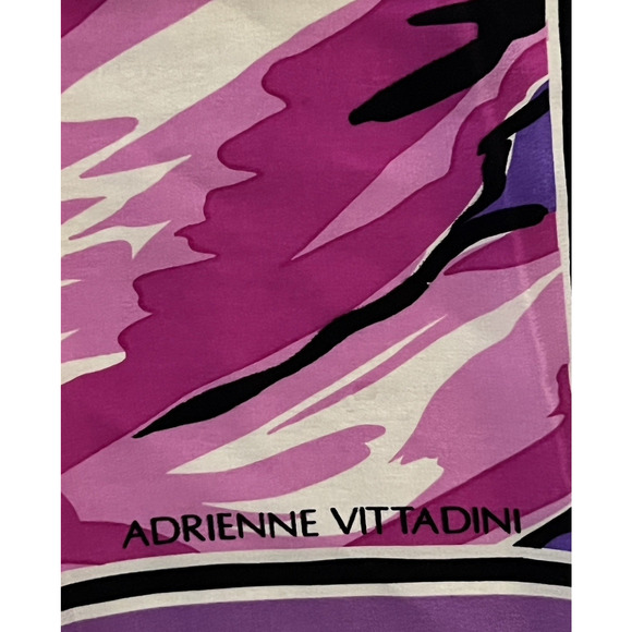Beautiful Adrienne Vittadini Purple Tulip Floral Print Silk Scarf 32" Square Vtg - Picture 4 of 6